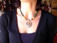 collier argent ambre, corail