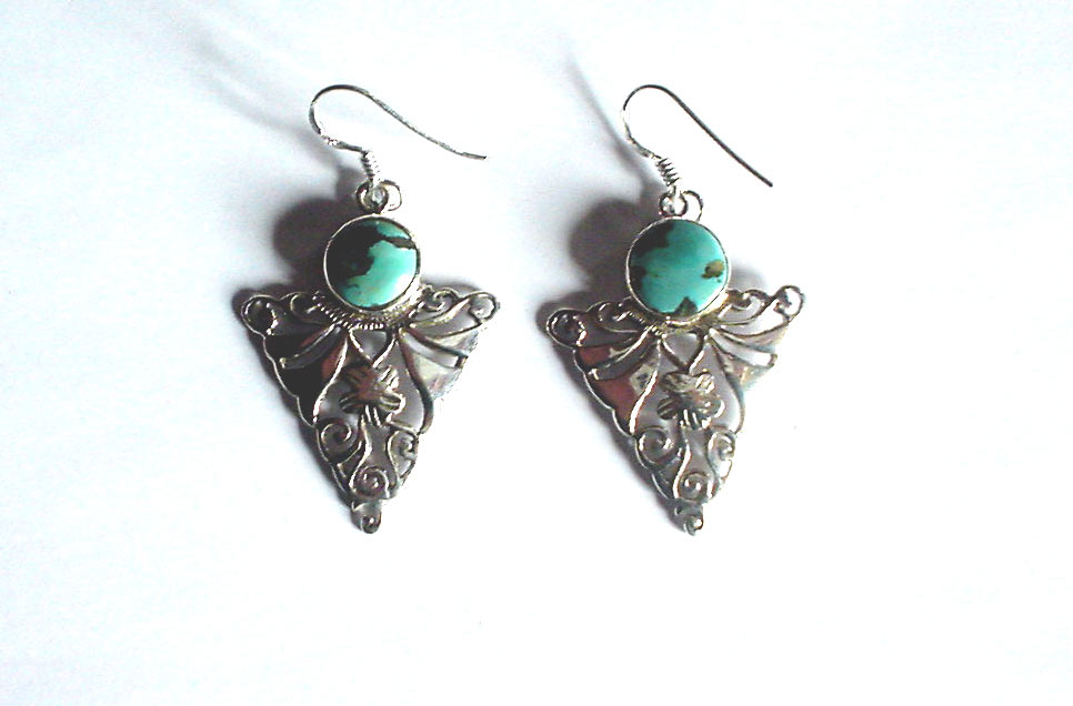 boucles d'oreilles argent et  turquoise